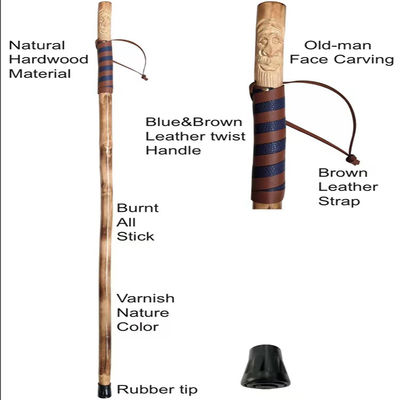 屋外のモモ木歩く杖、高齢者のためのまっすぐなハンドルの木の杖
